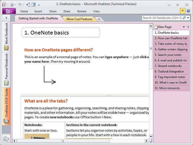 onenote-pagesinsectionsinbooks